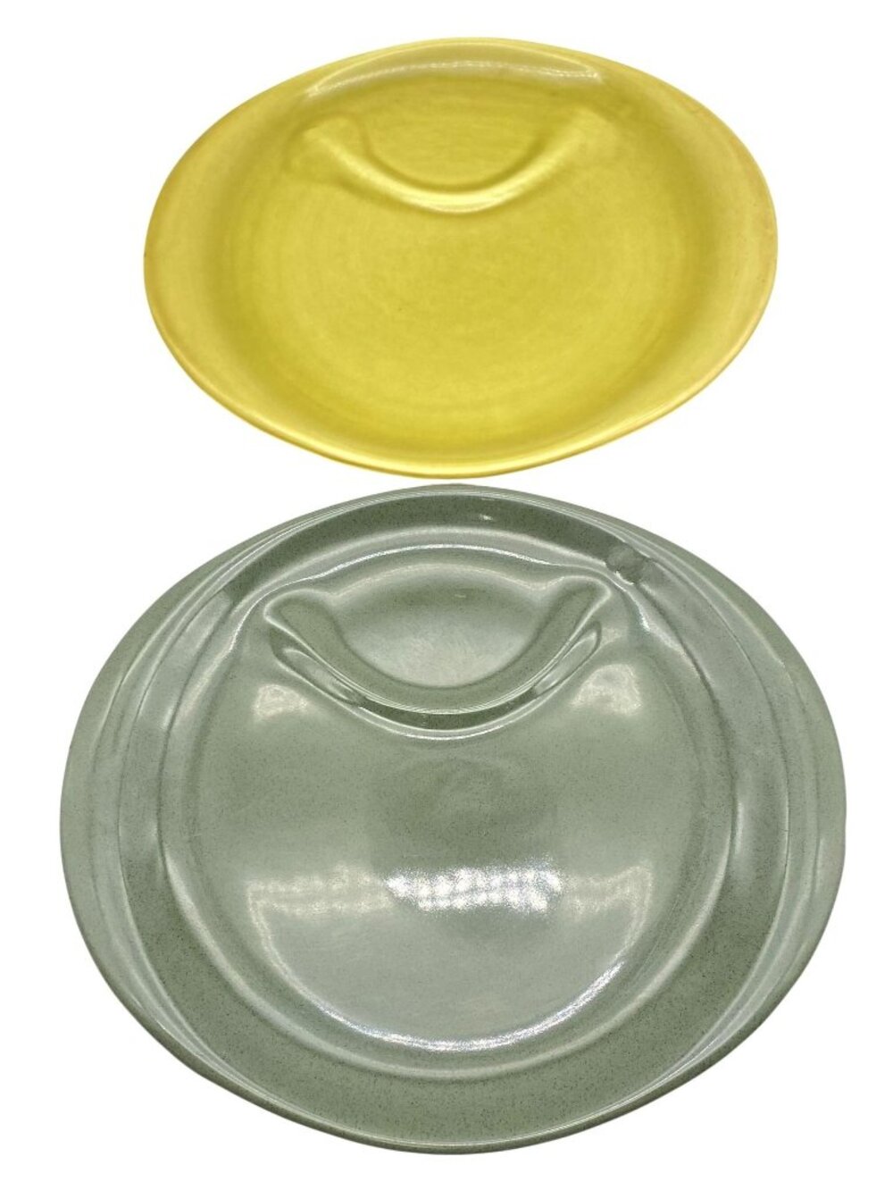 Russel Wright American Modern Hostess Plates Chartreuse Seafoam Steubenville